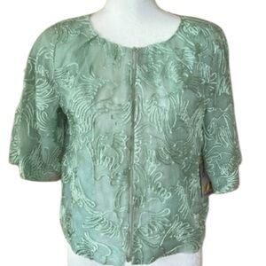 Samuel Dong NWT Silk Embroidered Cropped Bolero Jacket LightGreen Wedding Small